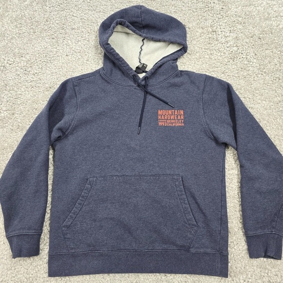 Mountain Hardwear Sweater Mens Medium Blue Hooded Pullover Long Sleeve‎ Pockets - Picture 2 of 12